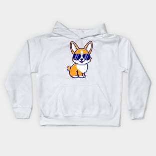 Cool Corgi Dog With Eyeglasses Kids Hoodie